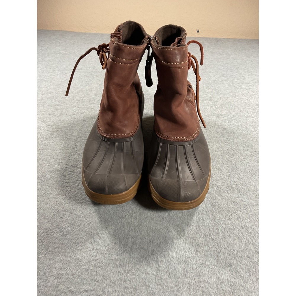 Sperry Saltwater Brown Leather Duck Boots Womens 8 M STS80770 Ankle Rain Boots